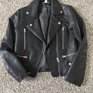 Topshop Black Leather Biker Jacket